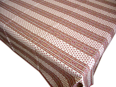 French coated tablecloth (Ste Lucie. raw x bordeaux)